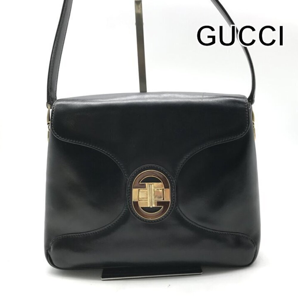GUCCI Leather Shoulder Bag Black Handbag - Picture 1 of 10